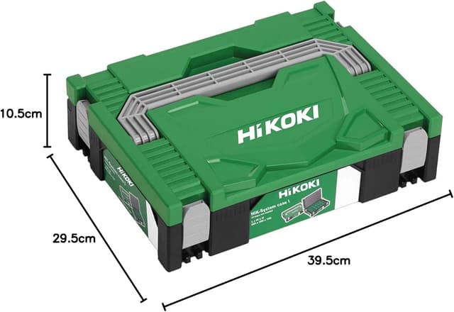 Detalle 2 de Hikoki 402538 cassetta attrezzi impilabile nero/verde, compatibile con Hit System Case II–IV