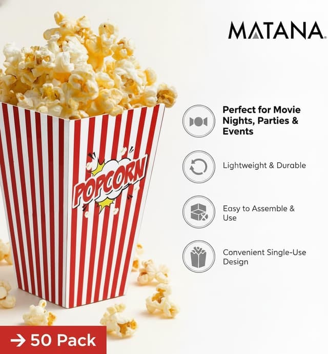Thumbnail 3 de MATANA 50 boîtes popcorn rétro 17x9 cm