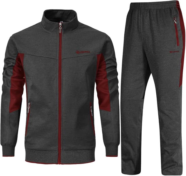 Detalle de Rdruko Herren Jogginganzug-Set (Trainingsjacke + Jogginghose) für Fußball, Gym & Freizeit