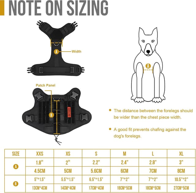 Detalle de OneTigris Fire Watcher Tactical Dog Harness (Black, Large) – comfortable patrol vest with MOLLE