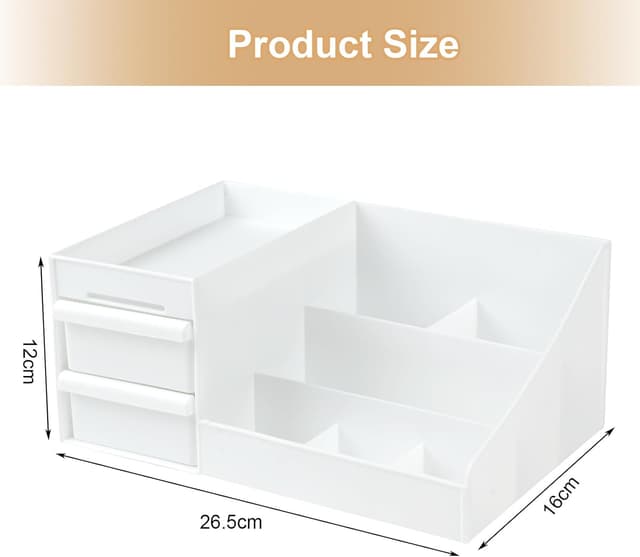 Detalle 2 de URAQT Makeup Organizer Storage Drawers (Large Capacity) – 2 drawers cosmetic storage box for vanity, bathroom or bedroom
