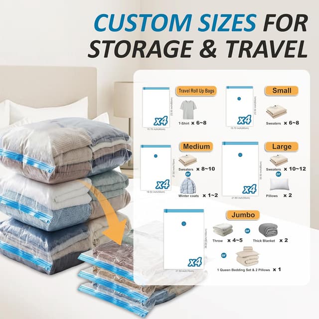 Detalle de 20-Pack Vacuum Storage Bags — Space Saver for Bedding