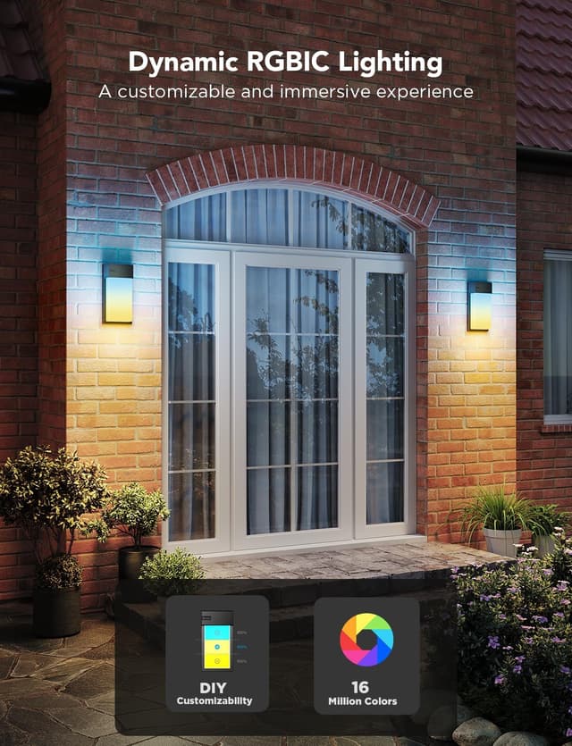 Detalle 2 de Govee Outdoor Wall Lights RGBIC (2 Pack) – 1500LM Smart LED, IP65, Alexa/Google & Matter