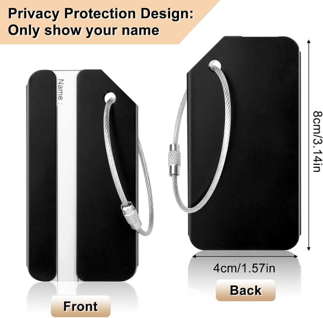 Detalle de Yizhet aluminium alloy luggage tags (set of 6) with steel loop – black