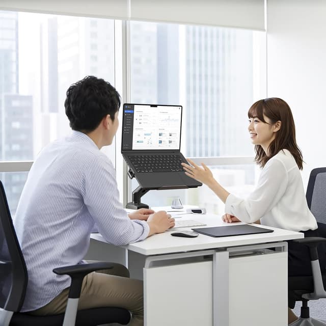 Detalle 2 de STANDOPIA 2-in-1 Laptop-Halterung & Monitor-Ständer für Schreibtisch bis 9 kg, VESA 75/100 mm