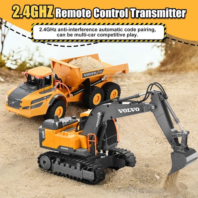 Detalle 2 de DOUBLE E Volvo RC Excavator (EC160E-style) Remote Control Digger Toy for Outdoor Play