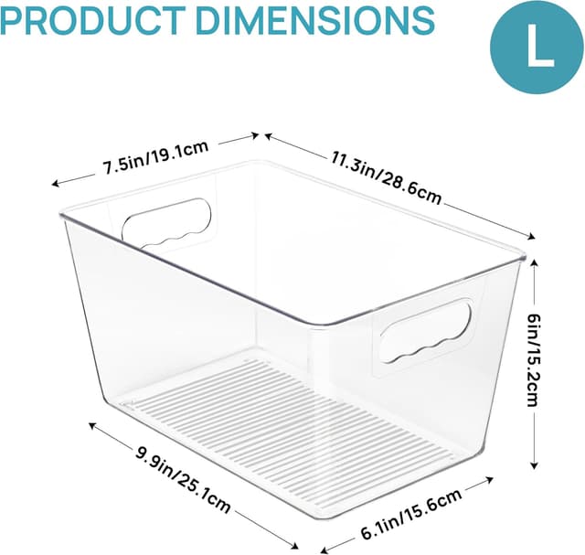 Thumbnail 1 de Vtopmart 6 Pack Clear Storage Boxes 28.6cm