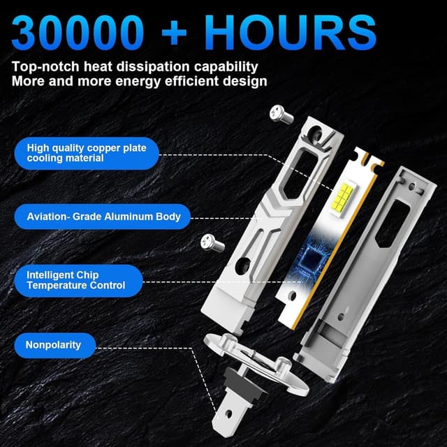 Detalle 2 de AUXIRACER Ampoule LED H1 30000 lm 6500 K Plug and Play (CSP) 12 V, 80 W