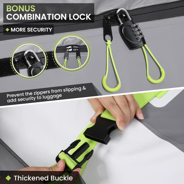 Detalle de Sailnovo Rooftop Cargo Carrier Roof Bag (21 Cubic Feet) with anti-slip mat, security lock and 6 door hooks