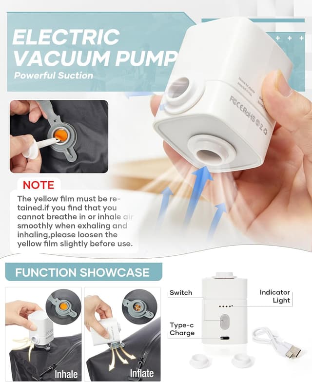 Detalle 2 de SZLX Vakuum-Reiserucksack mit Pumpe – Handgepäck-Format für Ryanair & Wizz Air, inkl. Nass-/Trocken-Trennung und Schuhfach