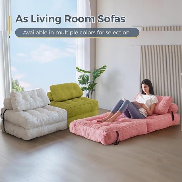 Thumbnail 6 de MAXYOYO Folding Sofa Bed – Convertible Sleeper Chair Bed in Pink