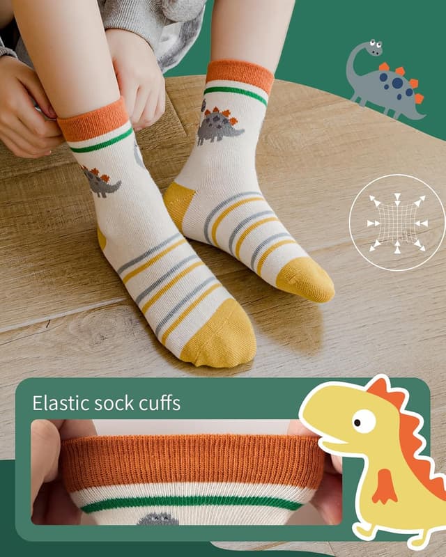 Detalle de Kyopp Lot de 10 chaussettes fun enfants 21-37 – coton, motifs animaux, unisexe