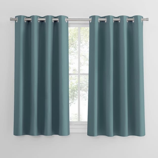 Detalle de PONY DANCE Thermovorhang mit Ösen – blickdichte Verdunklungsvorhänge im 2er-Set (H 145 x B 140 cm) Arktisches Blau