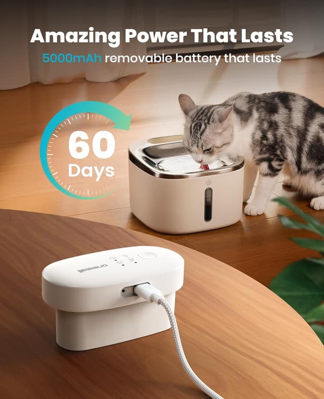 Detalle 2 de oneisall Hale 3.5L Wireless Cat Water Fountain