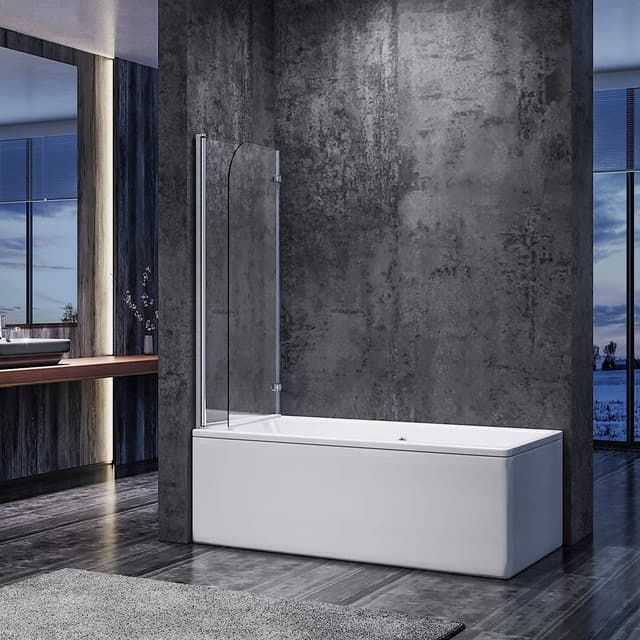 Detalle 2 de SONNI Duschwand für Badewanne 120x140 cm (Faltbar, 2-teilig, 6 mm NANO-Glas) – Badewannenfaltwand mit Spritzschutz