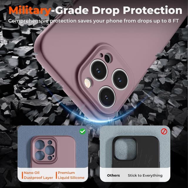 Detalle 2 de SUPFINE Liquid Silicone Case for iPhone 14 Pro (6.1-inch) with Soft Microfiber Lining in Blackcurrant