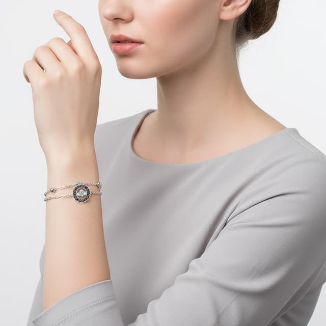 Detalle 2 de Bracelet femme J.MUEN en argent sterling 925 avec cœur en zircone cubique – réglable (17 cm + 4)