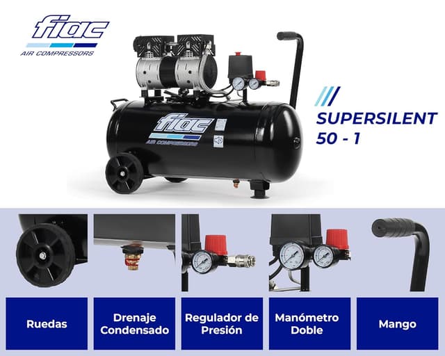 Thumbnail 2 de FIAC SUPERSILENT 50 compresor móvil silencioso 50 L
