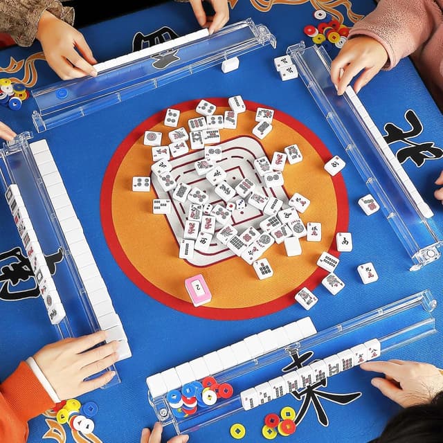 Detalle de Suncle 4PCS Mahjong Racks with Pushers (Clear Acrylic) — Modern tile racks with built-in pushers