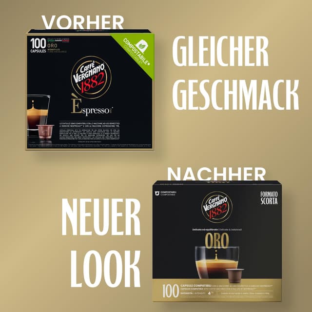 Detalle 2 de Caffè Vergnano 1882 Espresso – kompostierbare Kaffeekapseln, 100 Stück (kompatibel mit Nespresso)