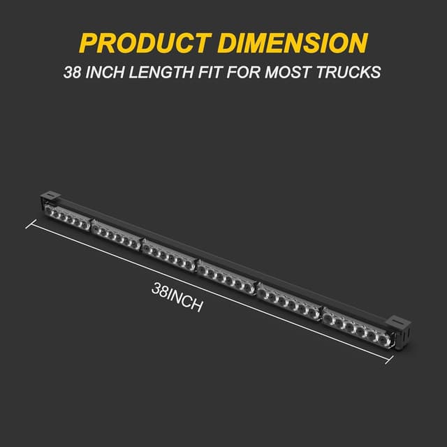 Detalle 2 de KAMOPA Barre d’avertissement LED clignotante 96 cm (36 LED ambre) avec aimant pour camions et véhicules de chantier