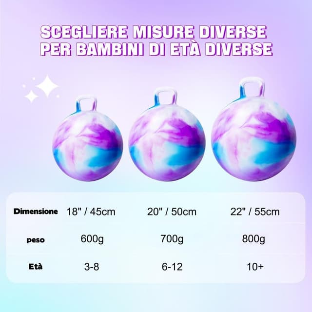 Detalle de U&C Planet Hüpfball für Kinder (Wolke violett), aufblasbarer Hopperball mit Pumpe, 55 cm, bis 150 kg