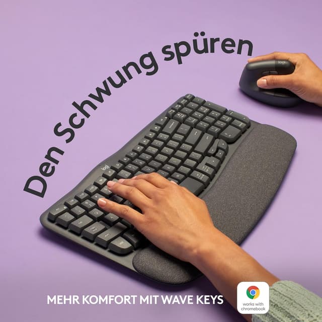 Detalle 2 de Logitech Wave Keys Ergonomische Tastatur Graphit