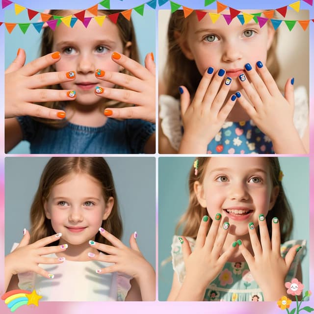 Thumbnail 6 de Aieenjor Glow-In-The-Dark Kinder-Nagelsticker & Nagellack-Set (140 Sticker, 6 Farben) – ab 2 Jahren