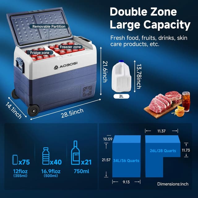 Thumbnail 1 de AAOBOSI 60L compressor car fridge freezer