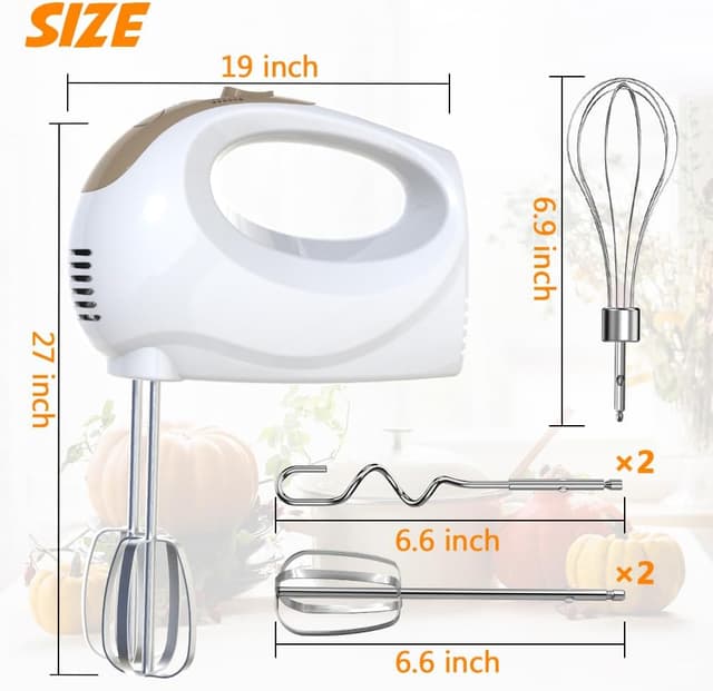 Detalle de Mixeur elettrico a mano con 5 accessori in acciaio inox (1 frusta e 4 pezzi per impasti e mescolare)