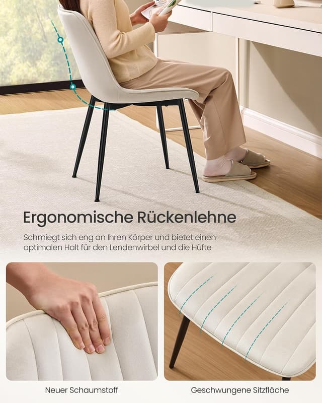 Thumbnail 4 de SONGMICS Esszimmerstuhl 4er Set cappuccinobeige