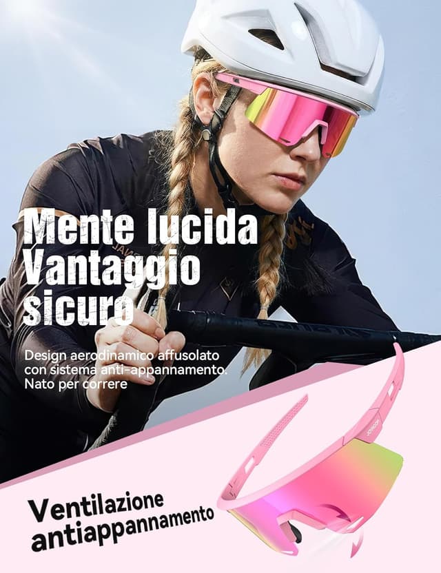 Detalle de JOYROOM occhiali ciclismo TR90 con nasello regolabile, lenti polarizzate TAC e UV400