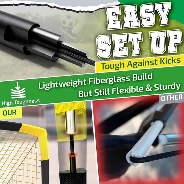 Detalle 2 de Happy Jump Portable Pop Up Football Goals (Optional Target Sheet) – Weatherproof training nets for garden & outdoor use, multiple sizes