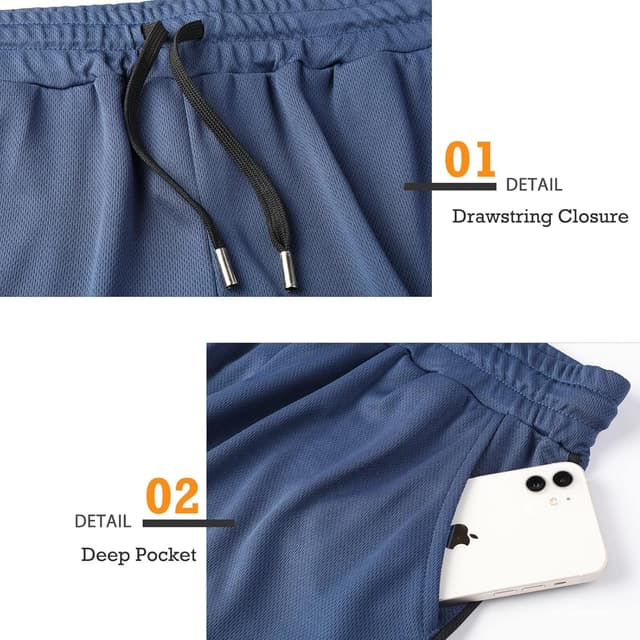 Detalle de Surenow 3-Pack Men’s Running/Gym Shorts (3 Inch) with Pockets