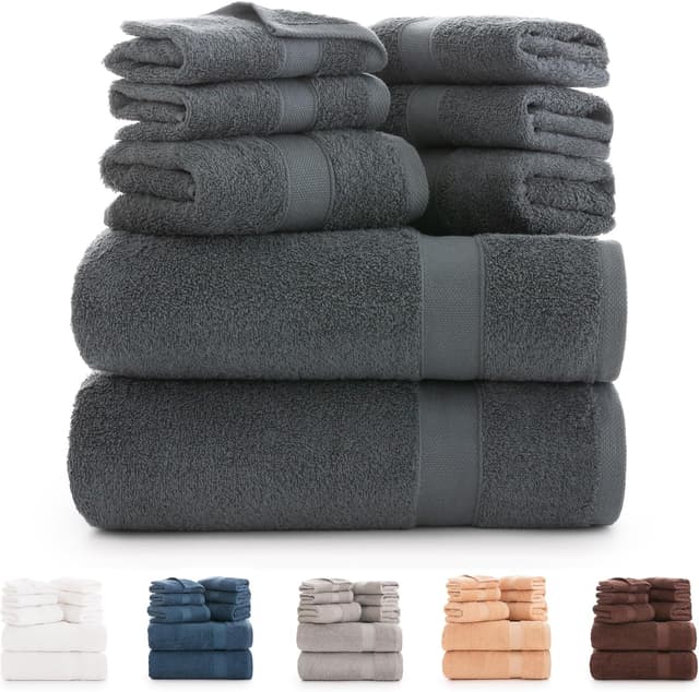 Detalle de Todocama Juego 8 Toallas Baño Algodón 550gsm