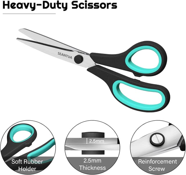 Detalle 2 de Scissors 3 Pack – 8 inch multipurpose heavy-duty stainless steel scissors with easy-grip handles