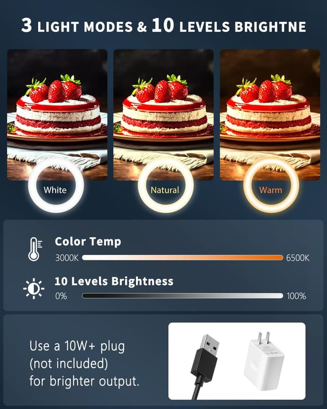 Thumbnail 5 de 10" Ring Light Tripod 70" Adjustable Phone Stand