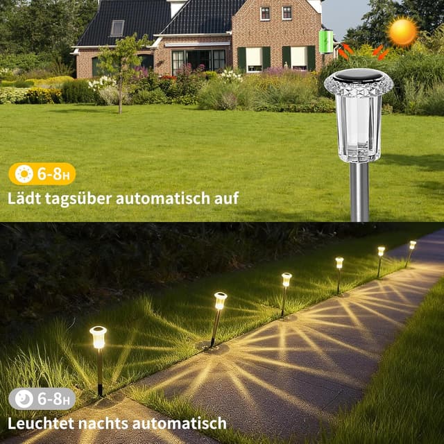 Detalle de Sylvwin luci solari da giardino a LED (confezione da 10) bianco caldo, IP44