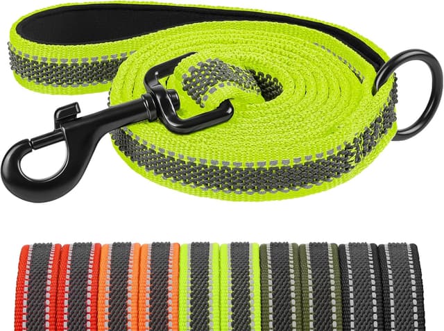 Detalle de X XBEN reflective dog lead with soft padded handle (20mm–1.5m), green