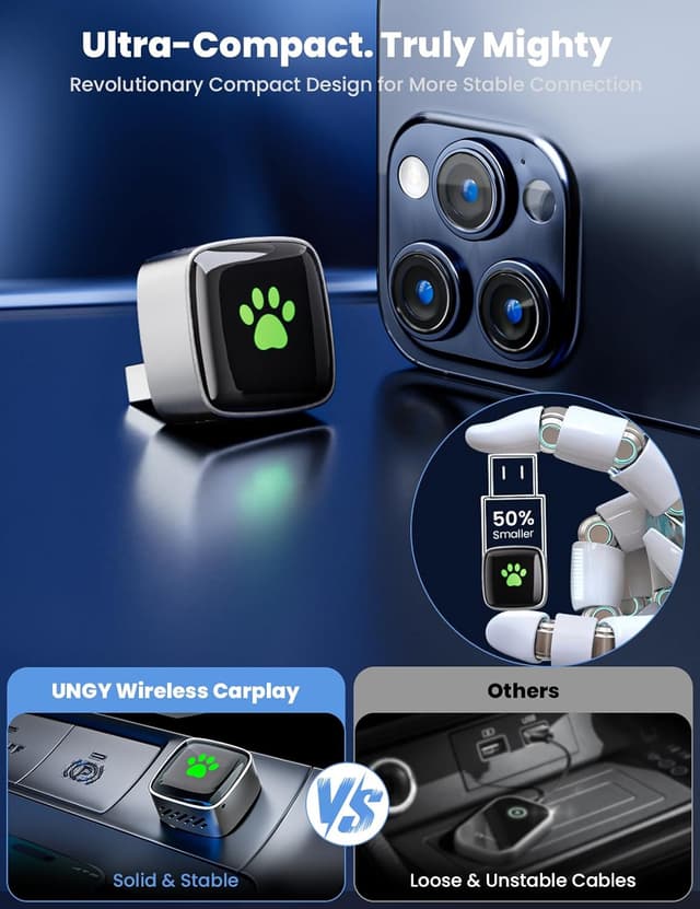 Detalle de UNGY Wireless CarPlay Adapter Wireless CarPlay 1️⃣