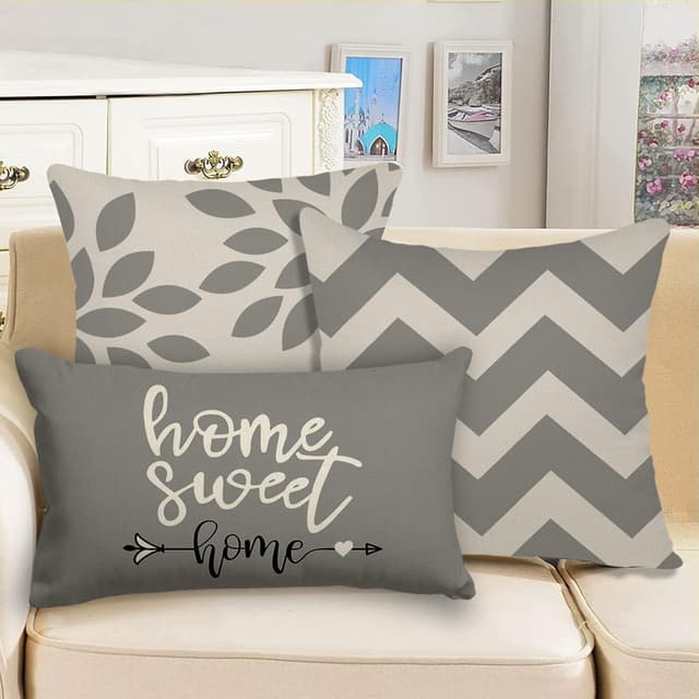 Thumbnail 2 de ZWJD Kissenbezug 30x50 cm im 4er-Set (Grau) – Leinen-Mischgewebe für Deko-Kissen, innen & außen