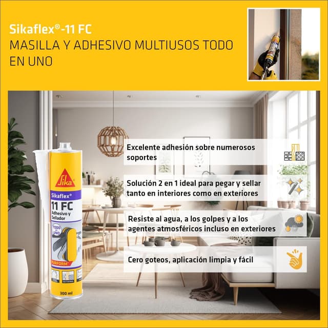 Detalle 2 de Sikaflex 11 FC Purform 300ml masilla multiusos 🏷