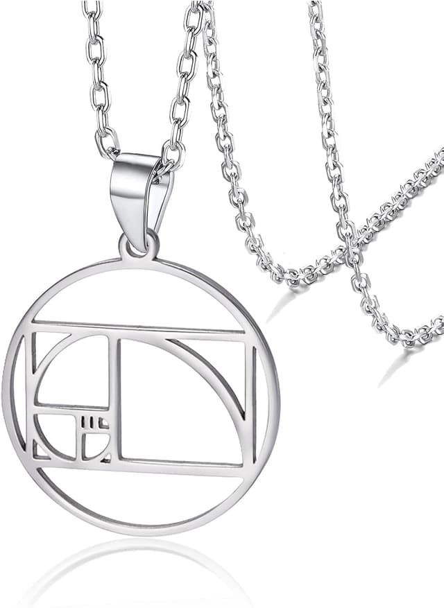Detalle de VASSAGO Fibonacci-Sequenz Halskette mit Golden-Ratio-Spirale – geometrische Mathematik-Schmuckkette als Geschenk