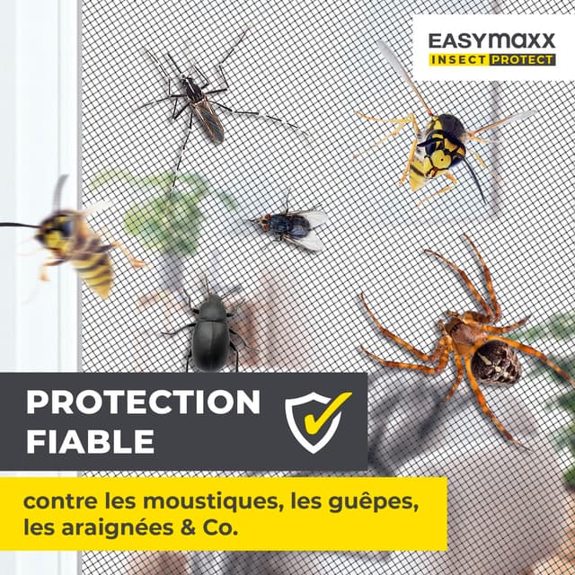 Detalle de EASYmaxx moustiquaire de fenêtre avec fixation magnétique (jusqu’à 110 x 130 cm, découpable) – 4 pièces