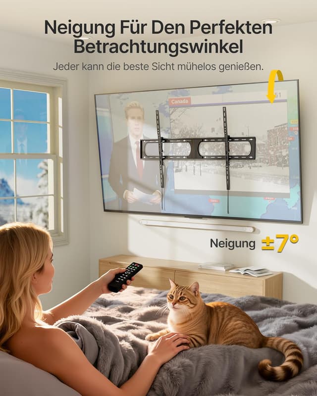 Detalle de monTEK TV Wandhalterung mit Neigung für 37–140 Zoll, bis 136 kg – VESA bis 1200×800 mm