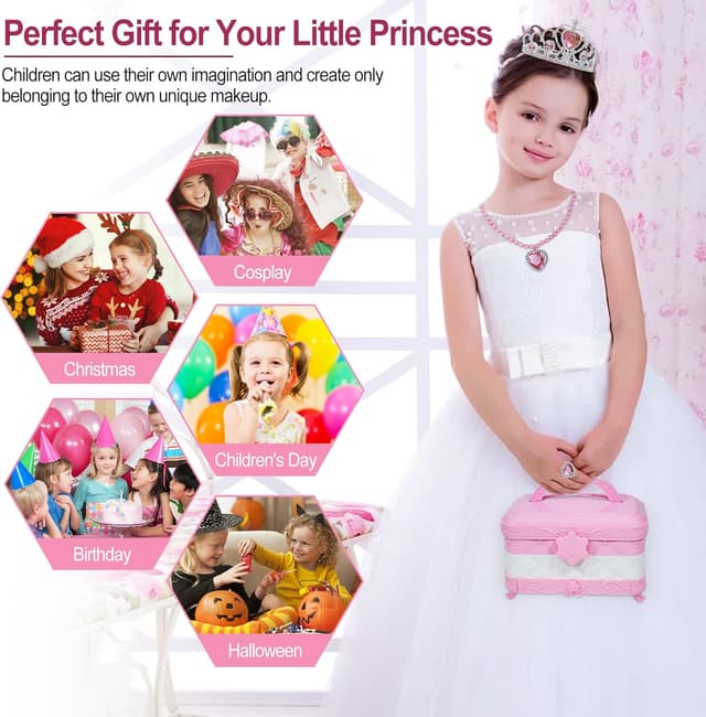 Detalle de YasinKidz 60 in 1 Kids Makeup Kit with 3-Color LED Mirror (Age 3+)