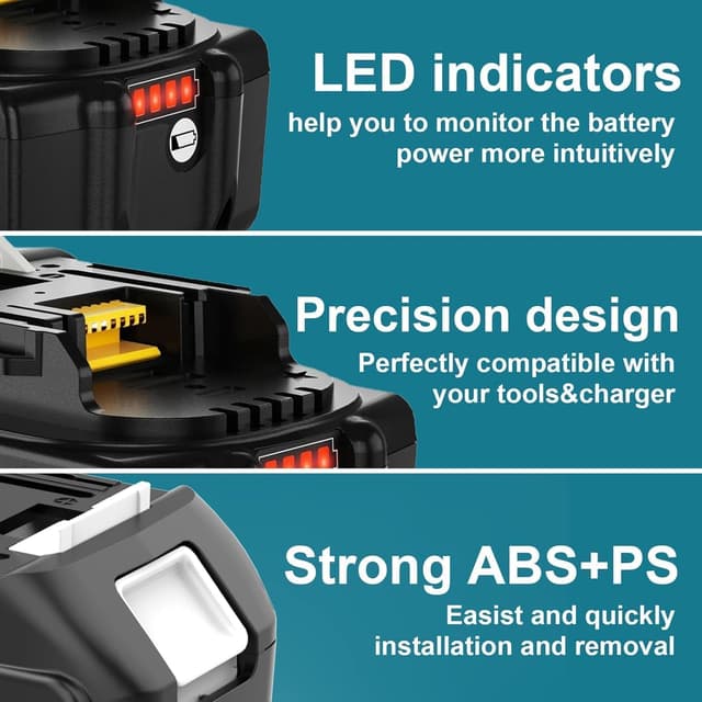 Detalle de Lot de 2 batteries Dosctt 18 V 5,5 Ah (BL1850B) compatibles Makita BL1850B/BL1860B