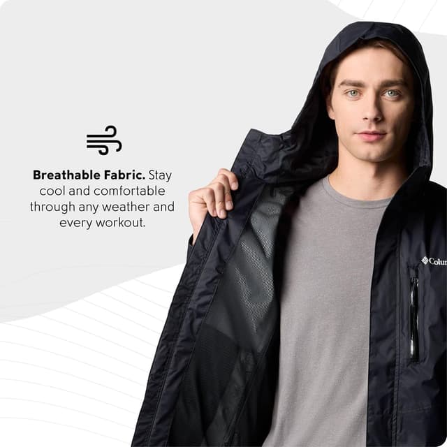 Thumbnail 6 de Columbia Men’s Pouring Adventure 3 Waterproof Rain Jacket (Black, XXL)