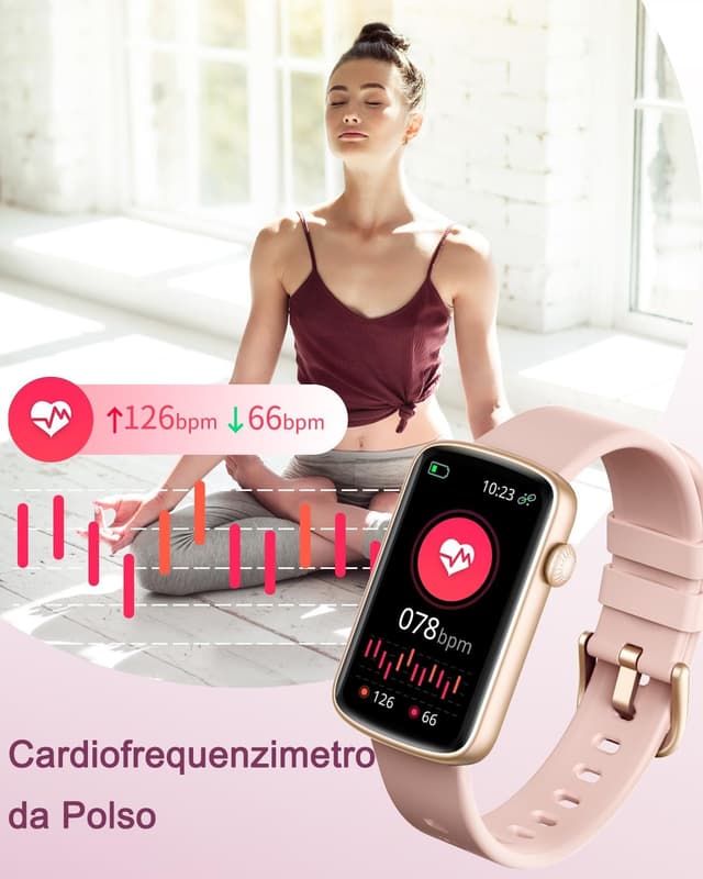 Thumbnail 6 de SHANG WING Smartwatch Donna con cardiofrequenzimetro, SpO2 e notifiche WhatsApp/Chiamate – Rosa