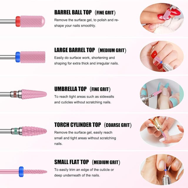 Detalle 2 de Keramik Nagelfräser Bits Set 3/32 Zoll